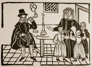 En familiegruppe, tidlig på 1600-tallet (sepia-bilde) av English School