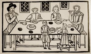 A Family Meal, ca. 1600 (sepia-bilde) av English School