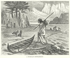 Eine Feuerland-Siedlung (Gravur)