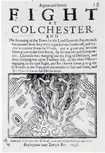 En stor og blodig kamp ved Colchester, trykt i 1648 av English School
