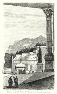 En gresk grav, Themistokles-monumentet, Athen (gravering) av English School