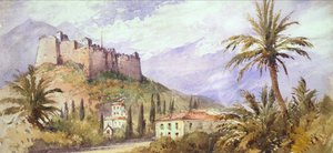 A Hill Fort in the Atlas Mountains, ca. 1860-70 (akvarell på papir) av English School