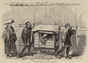 En japansk dame i hennes Palanquin (gravering) av English School