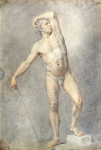 A Male Naken, ca. 1770 (farget kritt på papir)