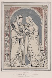 Et marmormosaikkbilde av The Baron H de Triqueti, Paris (chromolitho) av English School