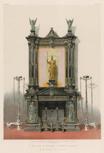 En skorsteinsdel i marmor og bronse av Marchand fra Paris (chromolitho) av English School
