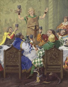 En middelalderfest (gouache på papir) av English School