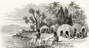A Native Encampment in Queensland, ca. 1880, fra 