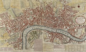 En ny og nøyaktig plan for byene London og Westminster og bydelen Southwark, 1725 av English School
