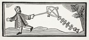 Ein Papierdrachen, der die luftige Höhe erklimmt, Illustration aus Chap-books des achtzehnten Jahrhunderts von John Ashton, veröffentlicht 1882 von English School