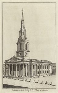 En perspektivvisning av St Martins Church, London