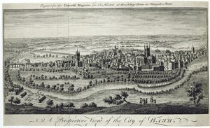 A Perspective View of the City of Bath, gravert for Universal Magazine, ca. 1750 av English School