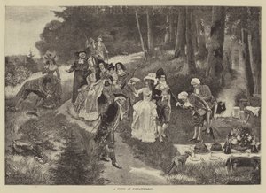 En piknik ved Fontainebleau (gravering) av English School