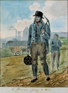A Pitman Going to Work (akvarell på papir) av English School