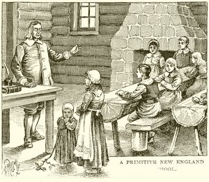 Eine primitive Schule in Neuengland von English School