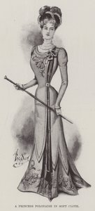 En prinsessepolonaise i myk klut (litho) av English School