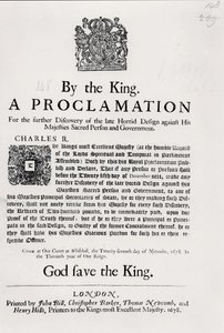 En erklæring fra kongen, for videre oppdagelse av den sene grufulle utformingen mot Hans Majesteter, hellig person og regjering, 27. november 1678 av English School