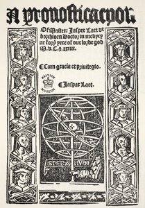 A Prognostication, av Jasper Laet (fl.1485-1532), trykt av R. Bankes, 1524 av English School