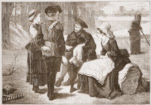 En protestantisk arbeider fra Meaux som leser Skriften for vennene sine, illustrasjon fra The History of Protestantism av James Aitken Wylie (1808-1890), pub. 1878 av English School
