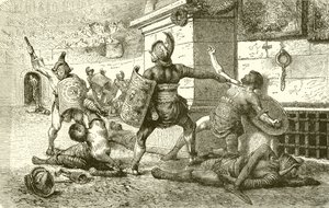 En romersk ferie. Kamp av gladiatorer. The Vanquished appellerer til tilskuerne av English School