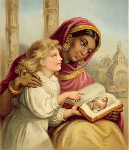 A Scripture Lesson - Indisk jente som lærer et engelsk barn av English School