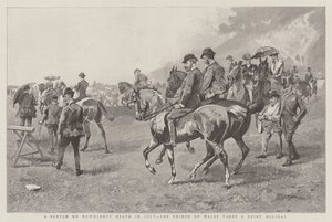 En skisse på Newmarket Heath i juli, prinsen av Wales tar en kort ferie (gravering) av English School