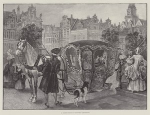 En slede-coach i Old-World Amsterdam (gravering) av English School