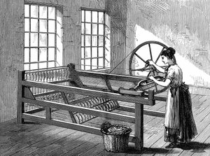 En spinnende Jenny, ca. 1880 (tresnitt) av English School