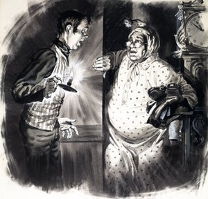 En fremmed på soverommet, fra «Pickwick-papirene» av English School