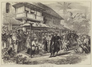 Et tigerbryllup i Coorg, India (gravering) av English School