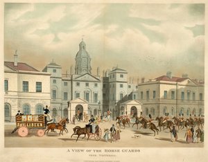 En utsikt over hestevaktene, fra Whitehall av English School