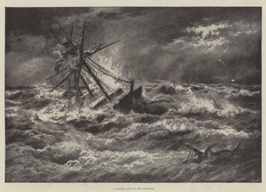 A Winter Gale on the Goodwins (litho) av English School