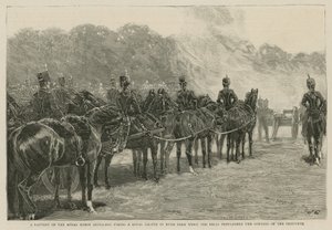 Et batteri av Royal Horse Artillery avfyrte en kongelig hilsen i Hyde Park da klokkene proklamerte åpningen av Imperial Institute av English School