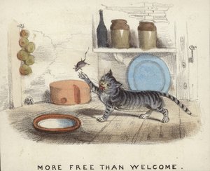 En katt som leker med en mus den har fanget av English School