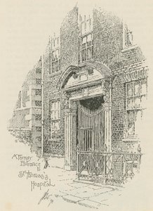 En tidligere inngang til St Thomass Hospital, London av English School