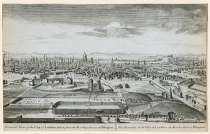 En generell utsikt over London tatt fra bowlingbanen på Islington av English School