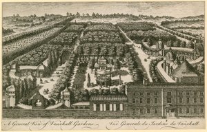 En generell oversikt over Vauxhall Gardens, London av English School