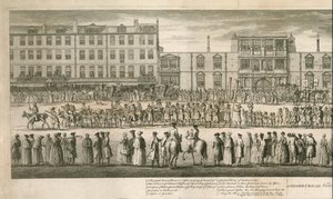 En geometrisk visning av den store prosesjonen til Scald Miserable Masons, Somerset House, London av English School