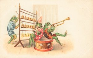 En gruppe musikalske frosker av English School