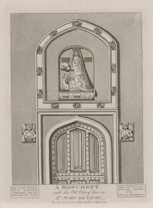 Et monument med den gamle sakristidøren i St Mary le Savoy av English School