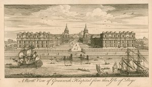 En nordlig utsikt over Greenwich Hospital, London, fra Isle of Dogs av English School