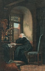 En nonne sitter i bønn av English School