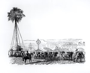 Et palmetre blir fraktet til Hyde Park for den store utstillingen, London, 1851 av English School