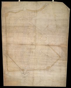 Plan der Befestigungen der Stadt Portsmouth, um 1545-1546 von English School