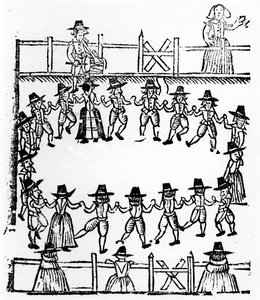 En runddans, en illustrasjon fra A Book of Roxburghe Ballads av English School