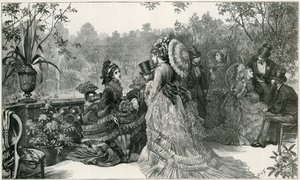 En skisse av Hennes Majestets hagefest, Buckingham Palace, fra terrassen til sommerhuset av English School