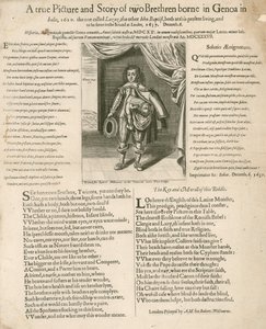 Et sant bilde og en historie om to brødre født i Genova i Italia, 1620 av English School