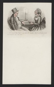 "Et veldig pent bilde du klippet, Mr Caudle. Å, jeg skulle ønske du kunne se deg selv slik jeg ser deg" (farget gravering) av English School