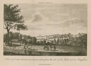 En utsikt over Lord Mansfields House tatt fra siden av parken hans ved siden av Hampstead av English School