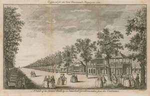 En utsikt over Grand Walk i Vauxhall Gardens, London, tatt fra inngangen av English School